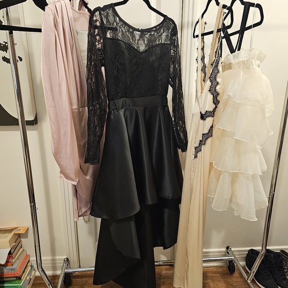 HIGH-LOW SATIN DRESS - Picture 9 of 10